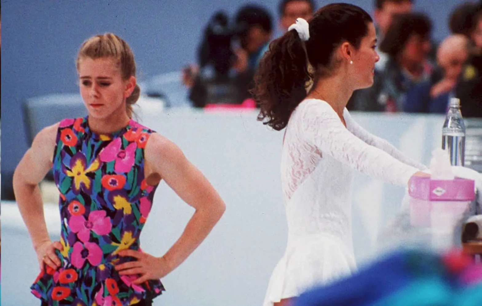 Tonya Harding and Nancy Kerrigan on the ice at the Winter Olympc Games